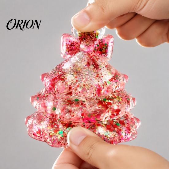 Soft Tree Squeeze Toys Christmas Stress Relief Toy, Slow Rebound Xmas Handheld Decompression Tools Clear Sensory Fidget Toy with Glitter for