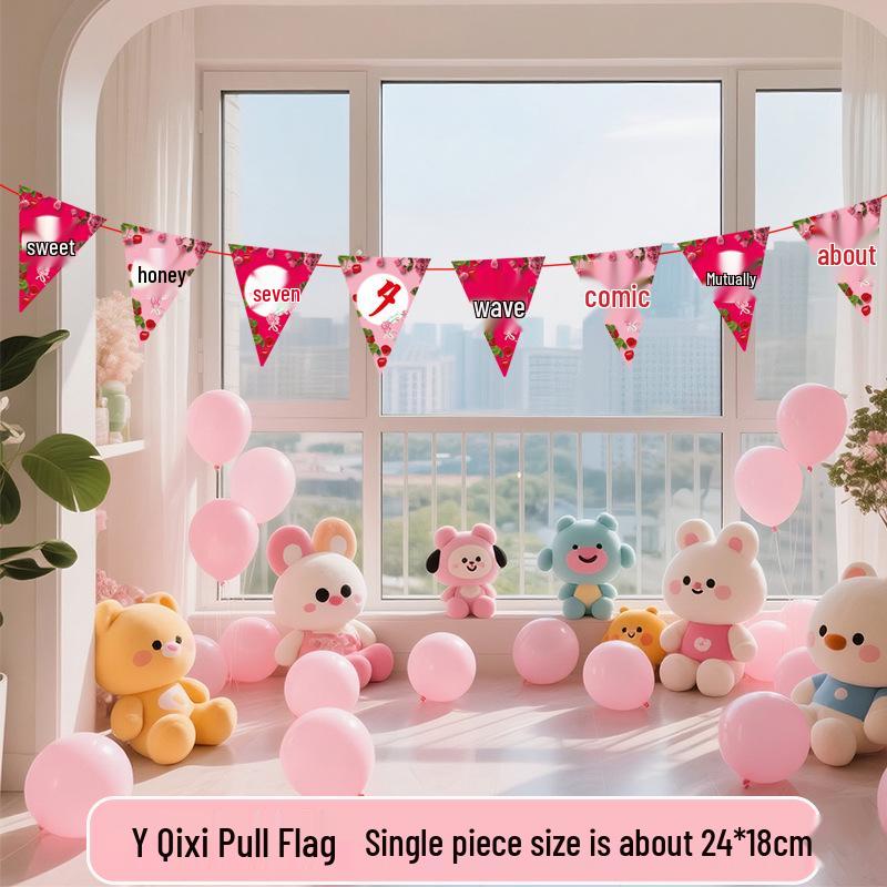 Qixi Valentine s Day Romantic Hanging Flags for Decorations