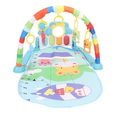 Baby Kick Play Piano Gym Playmat Infant Activity Gym Mat with Sound Light and 5 Linkable Toys
