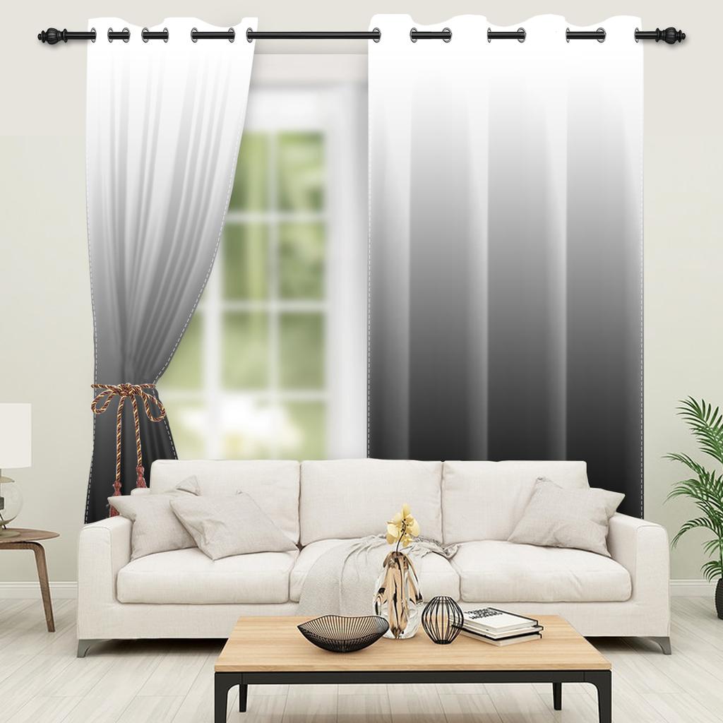 Set Of 2 Modern Ombre Solid Color Curtains Gradient Drapes Bedroom Living Room Thermal Insulated Window Treatments Curtain Darkening For Area Made