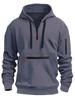 Men's Casual Zip-Up Hoodie with Kangaroo Pocket - Thick, Warm Polyester Blend for Fall and Winter, Oversized Hoodie