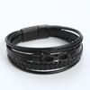 Vintage Black Multi Layer Men Leather Bracelet Stainless Steel Infinity Symbol Charm Bracelets for Men Fashion Jewelry Gift