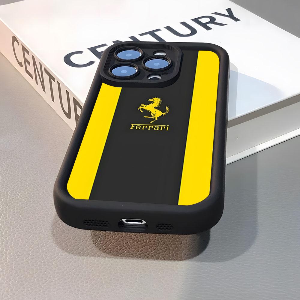 Luxury FerrariEs Sports Car Phone Case Simple Solid Color Frosted Silicone For IPhone 17 16 13 12 15 14 Promax Plus All Inclusi JG2