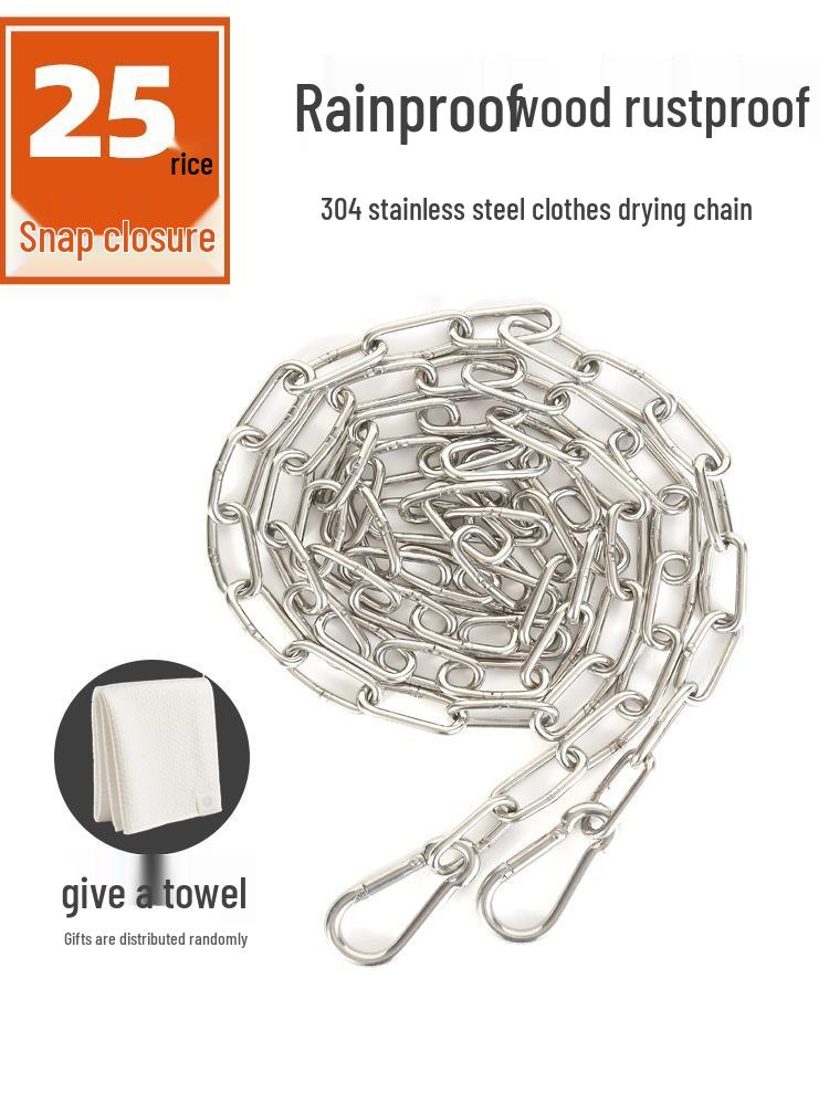 Stainless Steel Multipurpose Chain: Clothes Drying, Hanging, Pet Traction, Anti-theft, Outdoor Use.