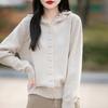 Spring New Hooded Knitted Cardigan with Buttons, Solid Color Loose and Versatile Top Coat