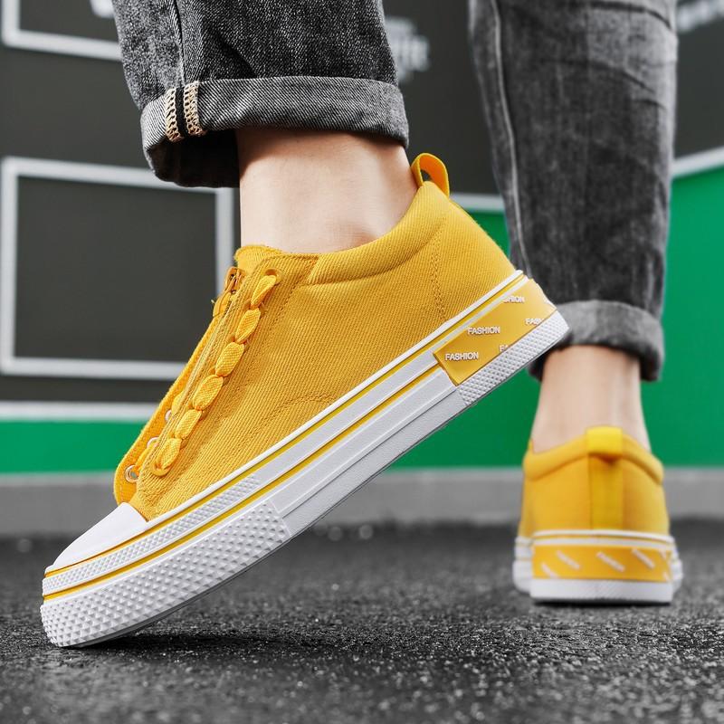 

Мужская обувь лето новая модная тенденция студенческие парусиновые туфли низкие универсальные интернет-знаменитость уличный стиль шнуровка повседневная обувь 39