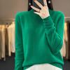 Women's Half-High Neck Wool Sweater Pullover - Loose Fit, Autumn/Winter Knitwear