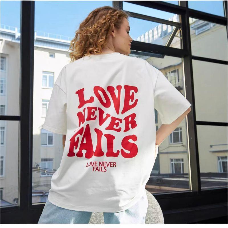 Western Style Fashion Casual Loose Letters Print Short sleeve T-shirt Top Printed Letter T Shirt