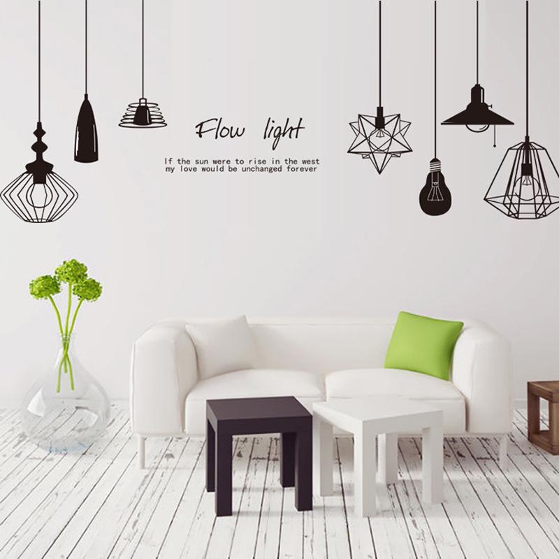 Black Chandelier Wall Sticker Self Adhesive Waterproof Decal for Living Room Bedroom TV Sofa Background Wall Decor