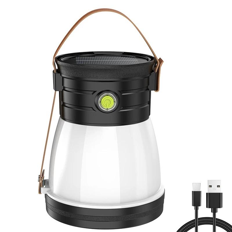 Солнечный USB Перезаряжаемый Кемпинговый Фонарь Портативный Светодиодный+COB Фонарик Уличный Павербанк Аварийные Палаточные Фонари Прожектор Рабочий Свет Battery version-1200mAh