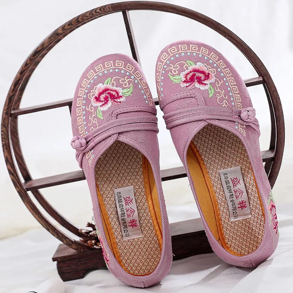 женская обувь женская мода круглый носок ретро цветочная вышивка плоские лоферы женская обувь женская крутая обувь ba356 35 2330₽