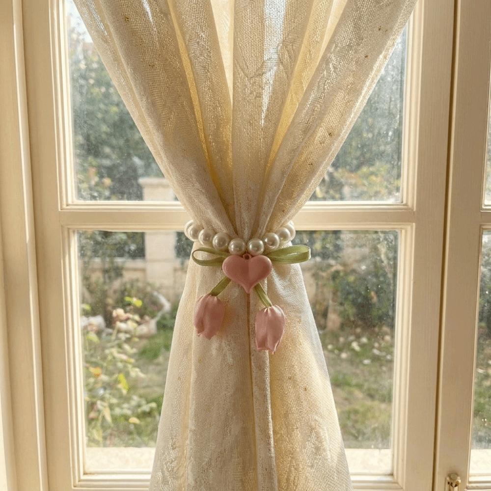 Adjustable Tulip Gauze Curtain Tie Decorative Pearl Curtain Buckle Curtain Tiebacks  Bedroom