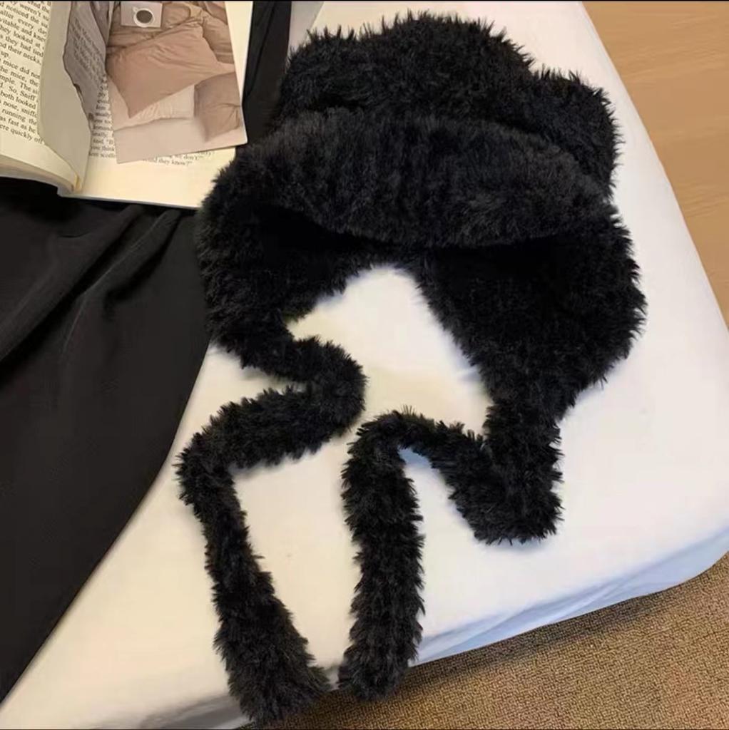 Korean Version Of Cute Bear Plush Hat Women'S Autumn And Winter Warm Big Head Circumference Ear Protection Wool Hat Knitted Hat Shows Small Face