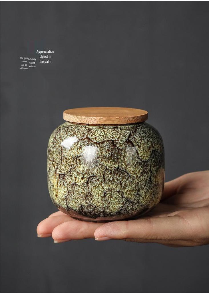 Small Sealed Japanese Ceramic Tea Can for Home Use: Ideal for Tie Guan Yin, Pu'er, and Herbs