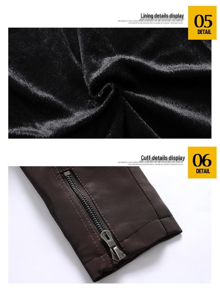 Men's Fleece-lined Suede-feel Embroidered Leather Jacket for Autumn/Winter Motorcycle Trend