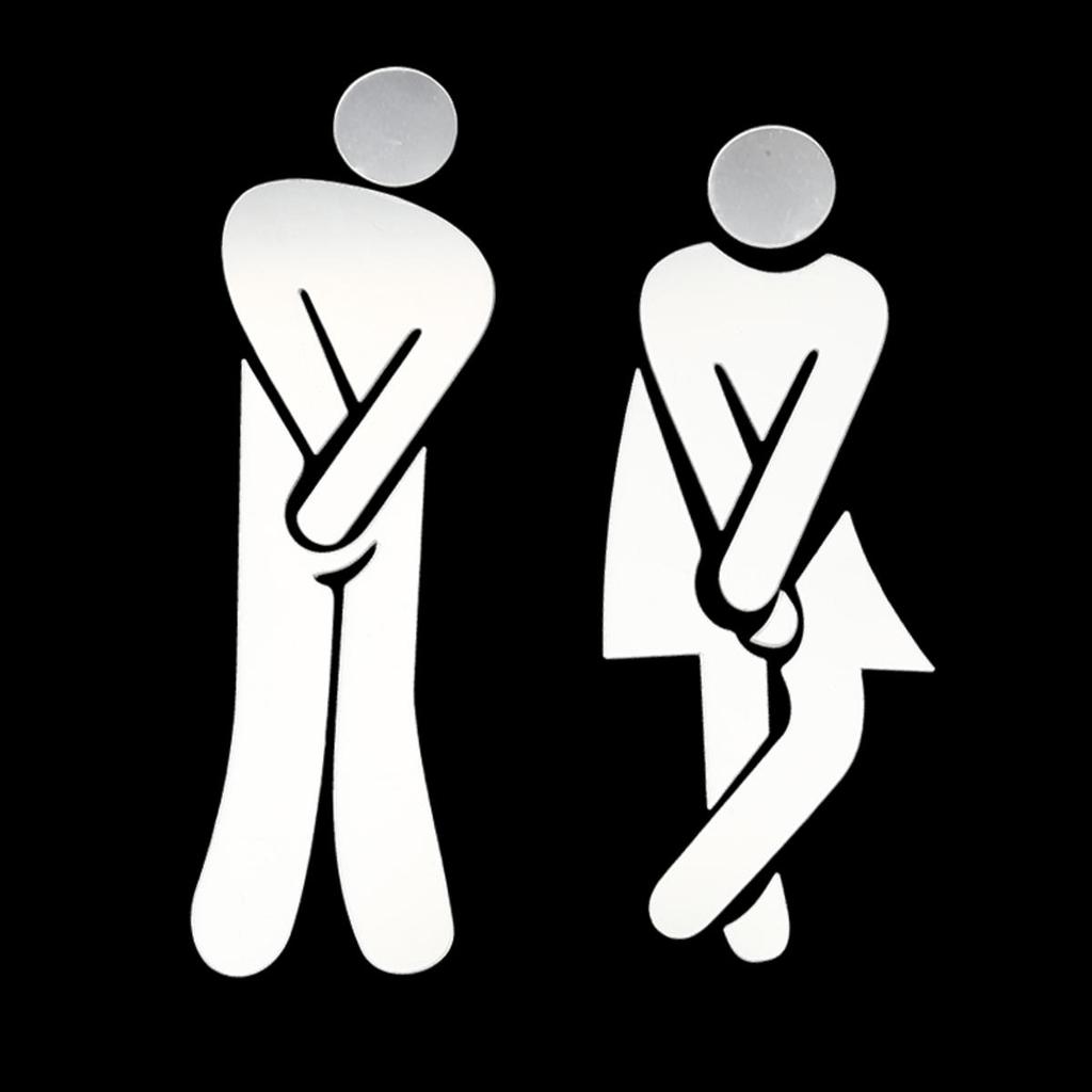 Black Gold Silver Color Toilet Sign Acrylic Wash Room Door Wall Label Sticker WC Holder Signage Board Home Bathroom Decor Male Female Restroom Signage