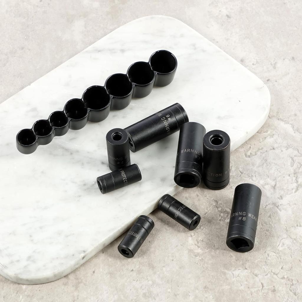 8Pcs Tap Socket Set 1/4 Inch and 3/8 Inch Drive Tap Holder Socket Kit with Socket Holder for Tight Space Fractional MCTI Standard (8pcs)