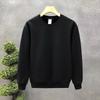 Men's Solid Color Velvet-Lined Round Neck Hoodie - White, Winter/Spring 2025 Style, Long Sleeve
