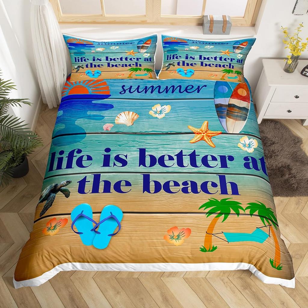 Coconut Collection Duvet Cover Set For Kids Teens Quilt Covers Lightweight Down Room Decor Queen Size 2 Pillowcase 1 Duvet Cover