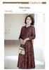 2026 Spring Retro Print Long Sleeve Knee-Length Dress for Middle-Aged and Elderly Moms - Stylish and Elegant Skirt