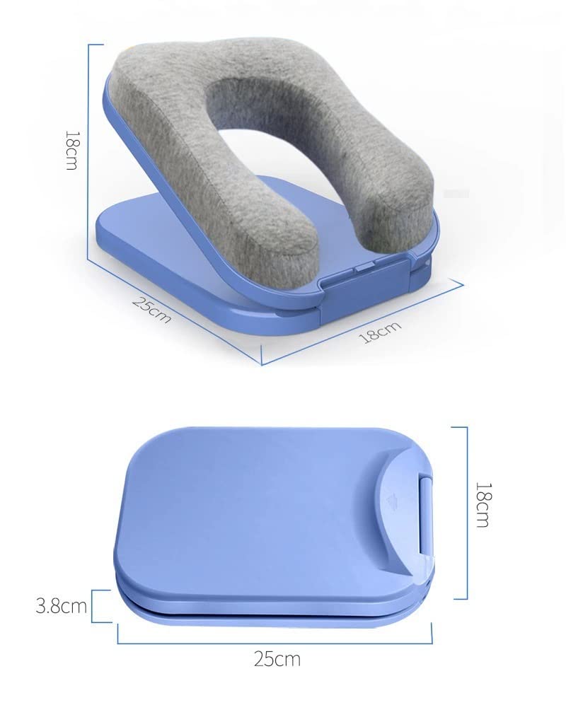 Nap Pillow, Perfect for Face-Down Naps, Office Naps, Desk Use, Portable Neck Pillow, Compact, Cotton (Blue)