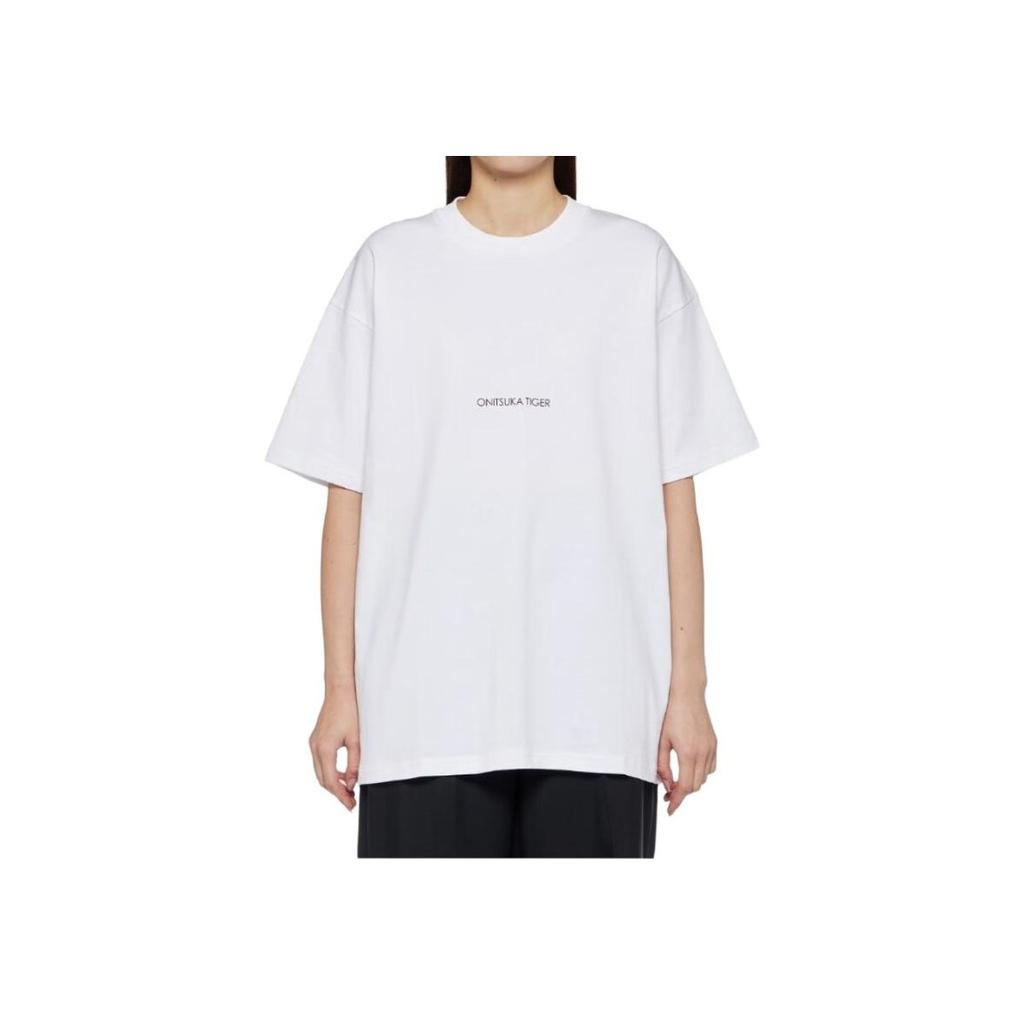 Onitsuka Tiger Animal Pattern Breathable Round Neck Pullover Short Sleeve T-Shirt Unisex Tops White 2183B310-100
