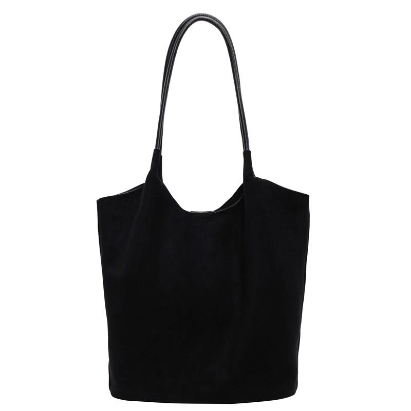 

Осінь-зима Вінтажна жіноча сумка великої місткості Замшеві модні сумки через плече Однотонні повсякденні дорожні сумки Сумочка на магнітній застібці чорний