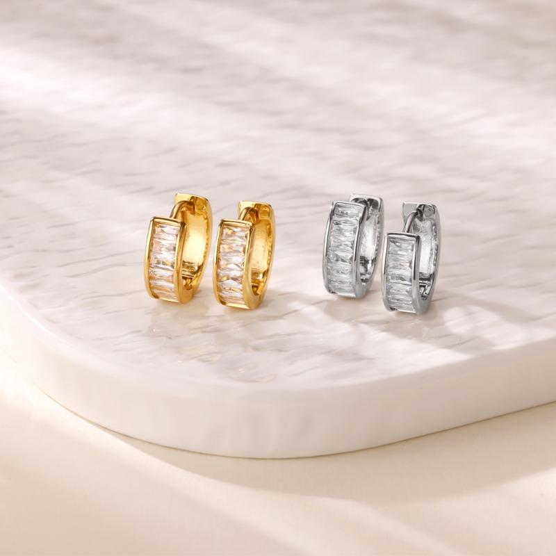 Simple and Fashionable Zircon-inlaid Ear Buckle Earrings Women's Light Luxury Temperament Versatile Earrings New