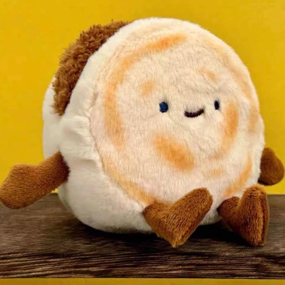 Chinese Style Meat Burger Plush Pendant Meat Pie Separation Fluffy Chinese Hamburger Keychain Roujiamo Plush Doll