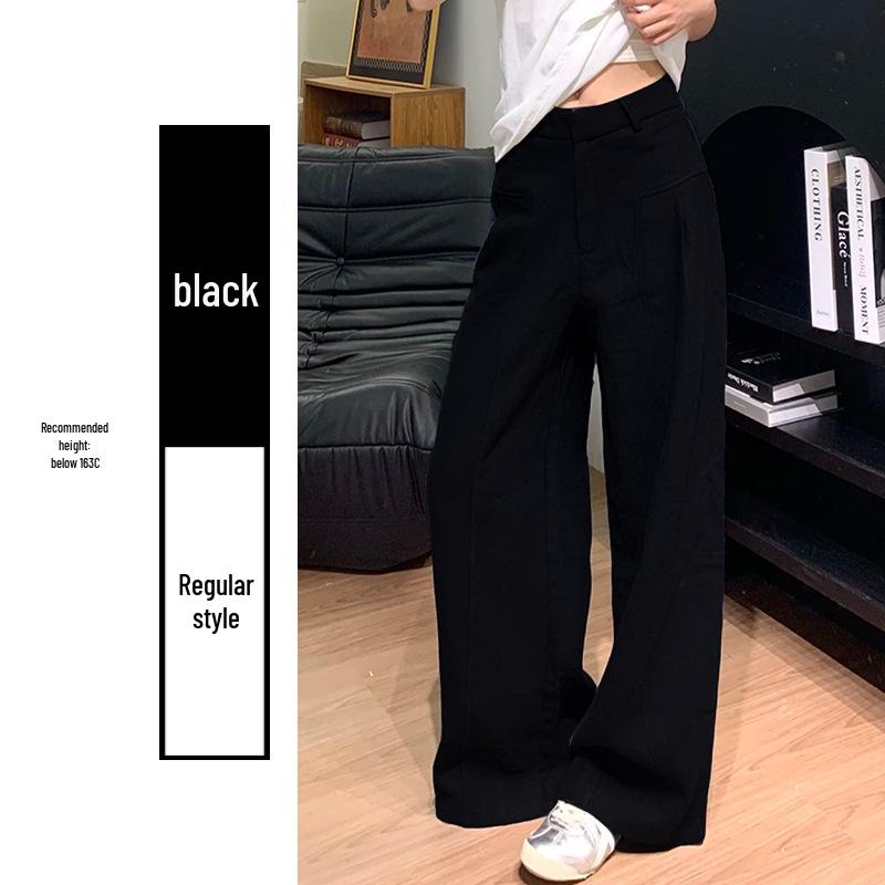 Korean Old Money Style Women's Wide-Leg Cotton Linen Pants, High-Waisted Straight Casual for Spring/Summer 2026.