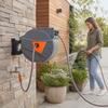 Garden Hose Reel, Wall-Mounted, 40+2 m x 15 mm, Automatic Retractable, 180 Swivel, Orange