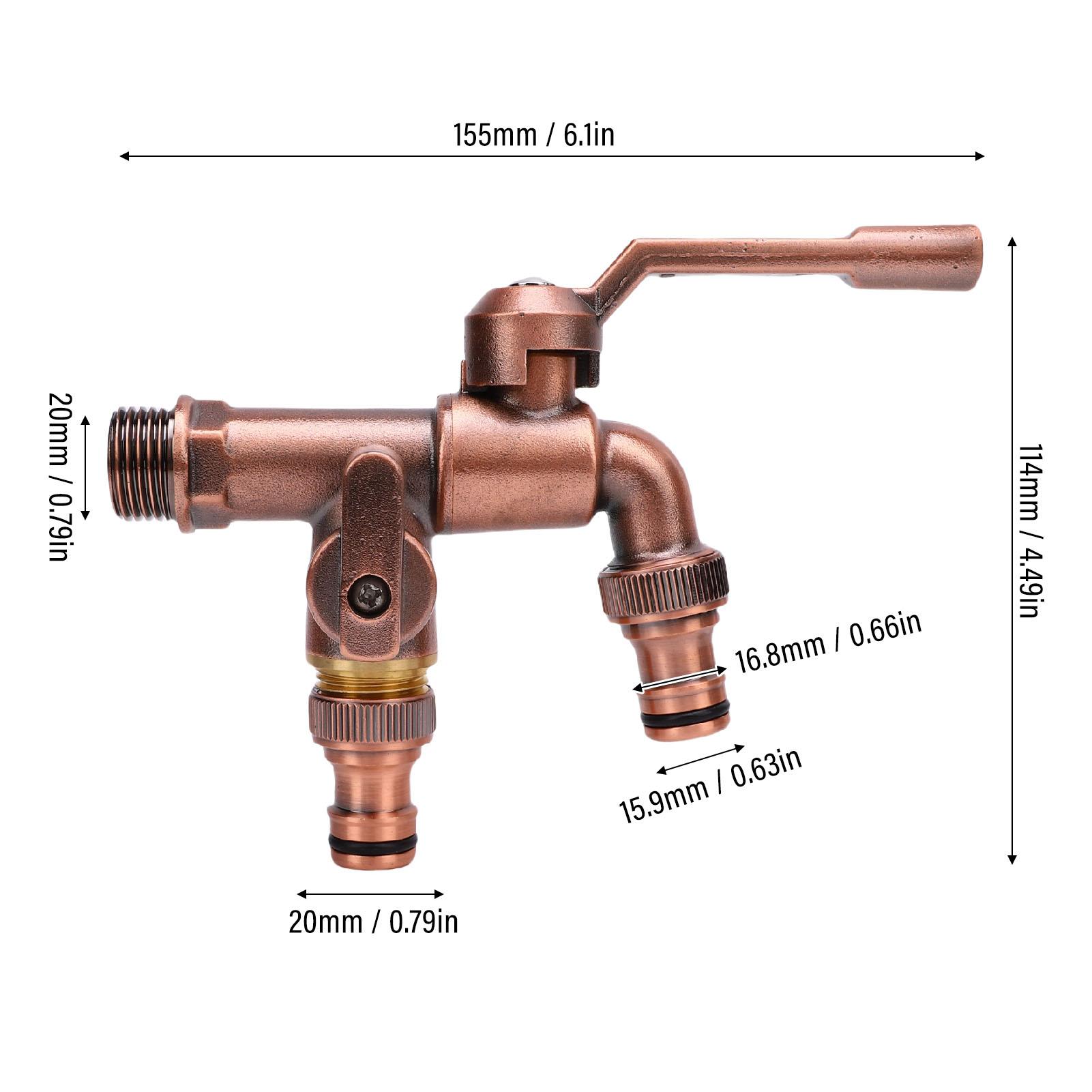 

Outside Water Faucet Brass High Temperature Resist 1 in 2 Out Outdoor Wall Mounted Garden Double Faucet for Family