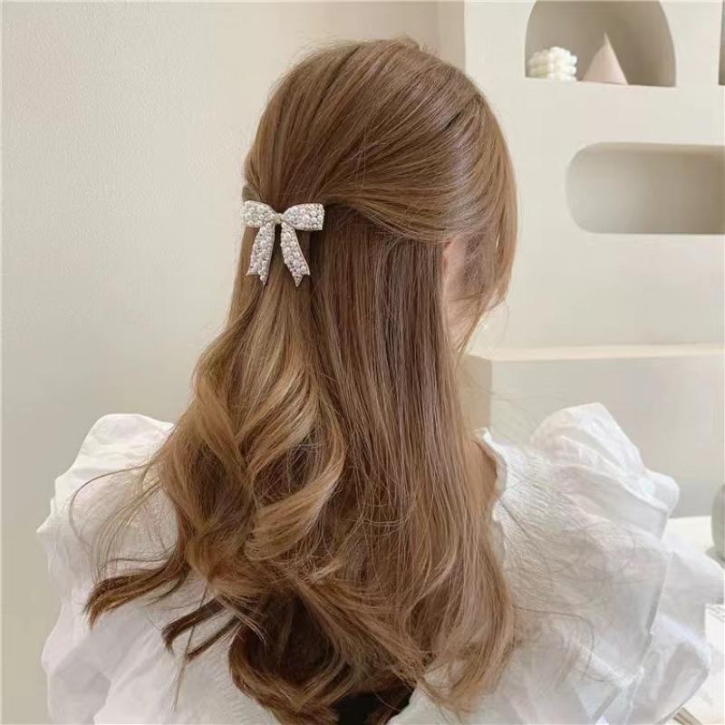 New Korean Sweet Simulated Pearl Bowknot Hairpins Barrettes For Women Fashion Hair Accessories Hair Clips