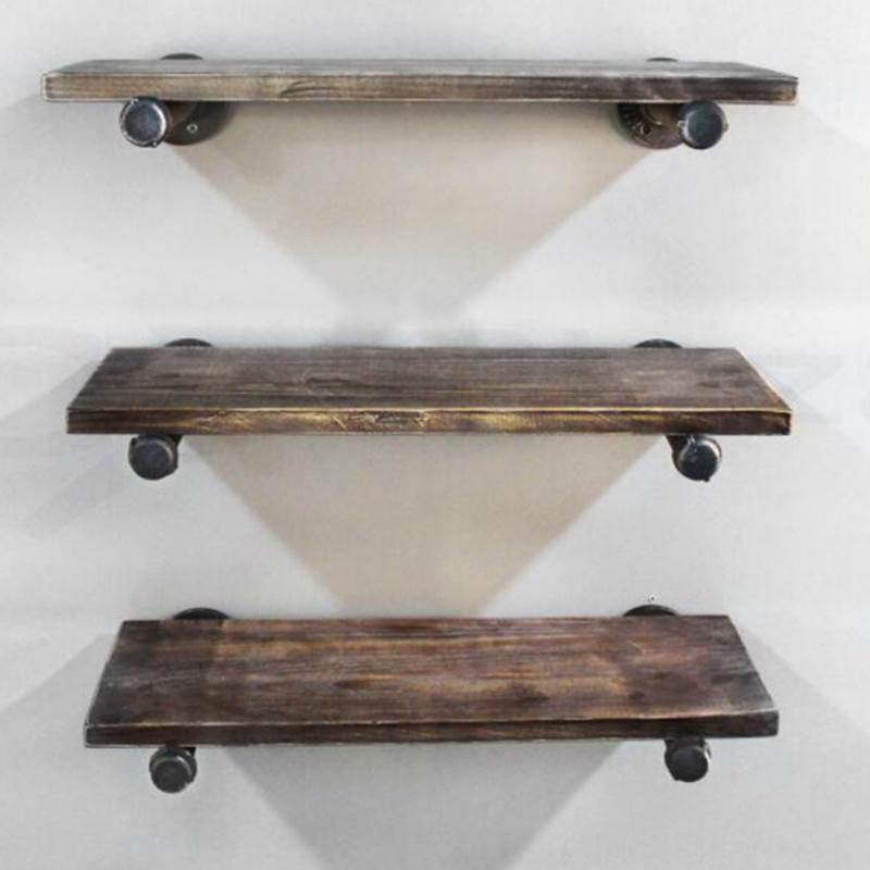 Industrial Pipe Shelf Bracket Rustic Retro Office Display Wall mounted