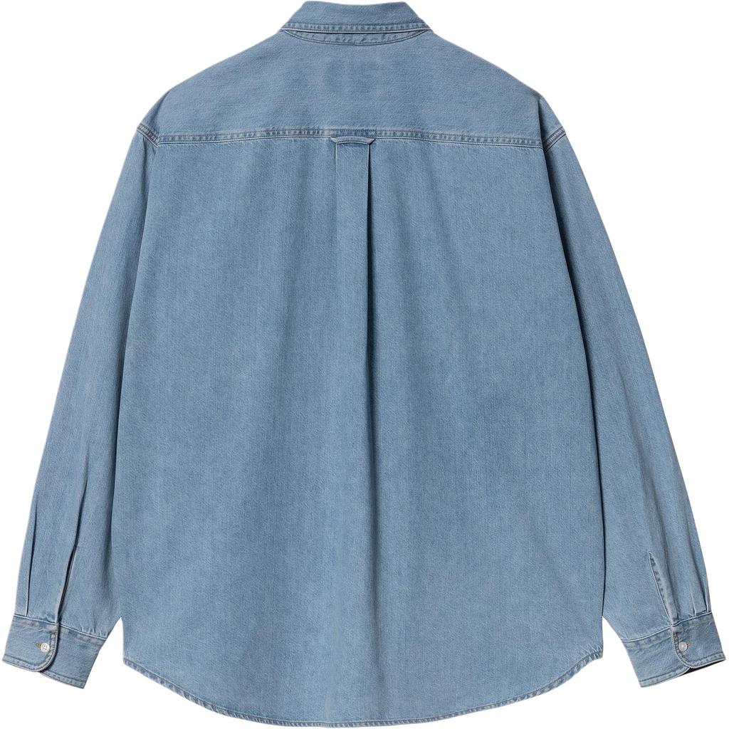 Carhartt WIP Loose Fit Logo Embroidered Single Button Denim Long Sleeve Shirt Men shirts I034525-01-35