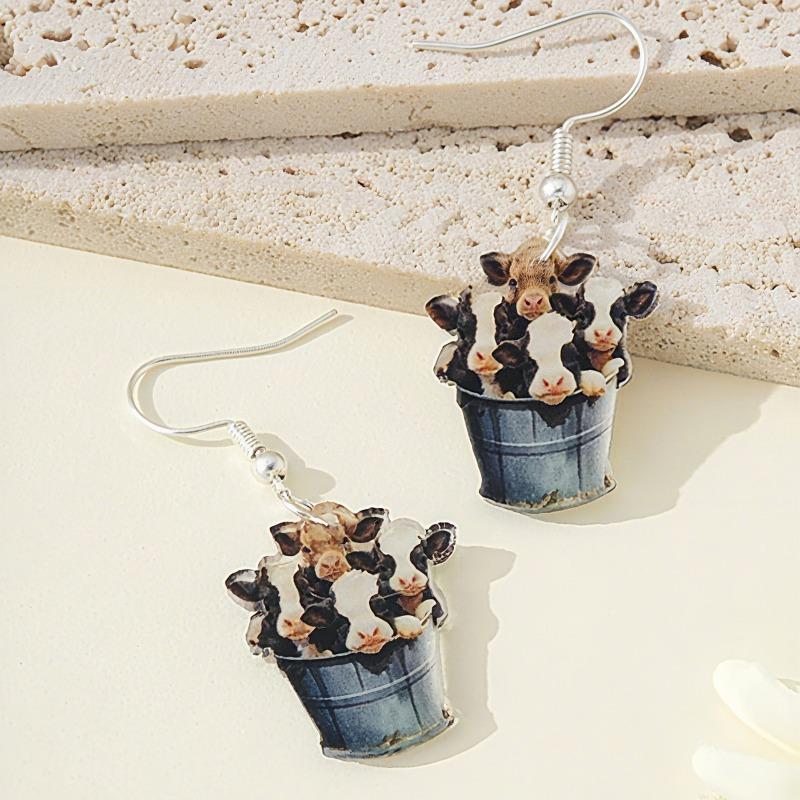 Мультяшные милые акриловые серьги-бочонки с коровами, милые и легкие, подходят для повседневного отдыха, карнавала, Курбан-байрама