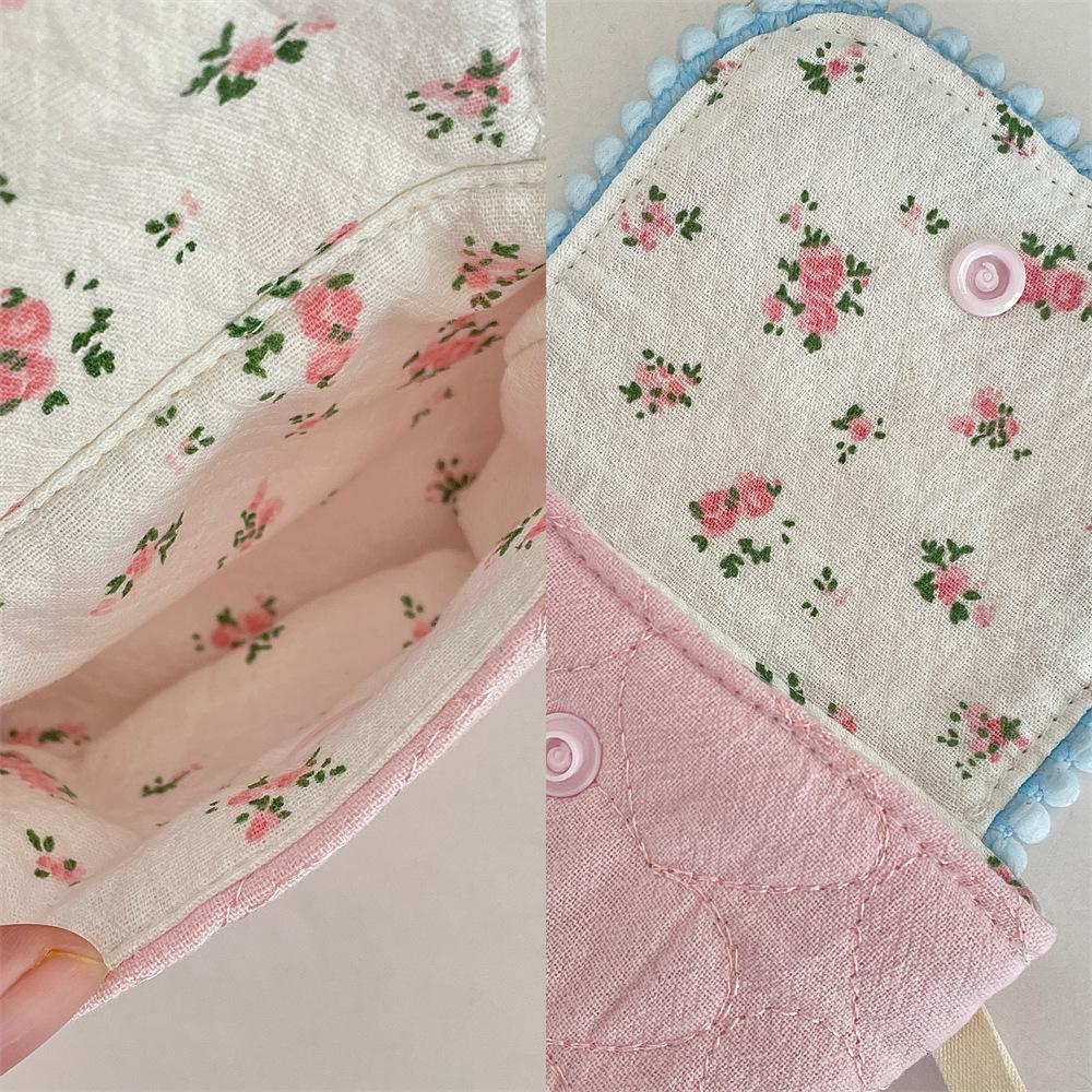 Fresh Small Floral CCD Camera Storage Bag Anti-Fall Portable Compact Headphones Lipstick Cosmetics Storage Bag