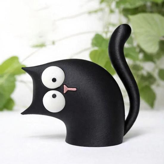 Estatua de Gato Linda Impresa en 3D Pequeña Figura de Gato con Cabeza Inclinada para Decoración de Mesa de Oficina en Casa Estante de TV Estantería
