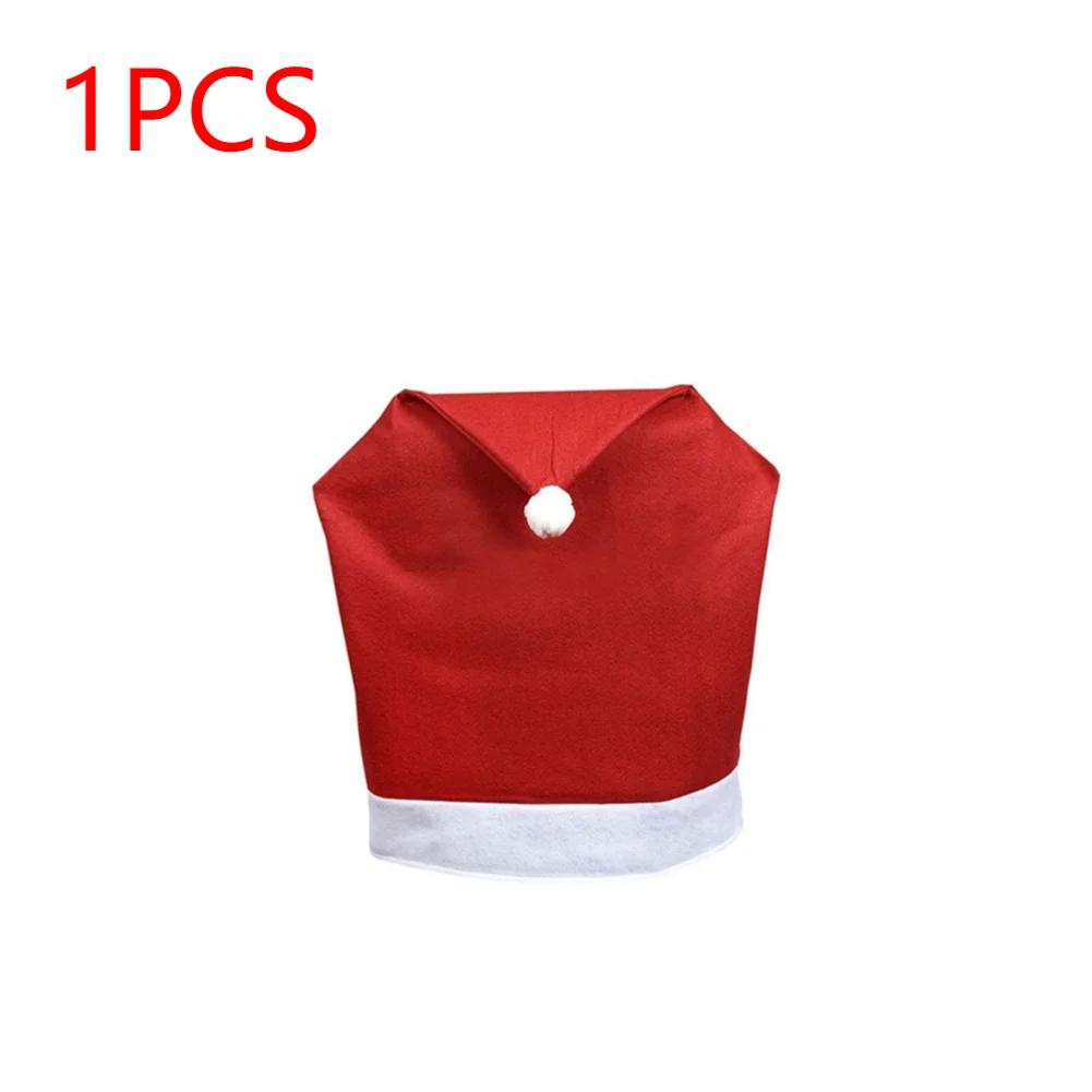 

10-1pcs Christmas Santa Hat Seat Cover Festival Favor for Banquet Holiday Christmas Decoration Dining Chair Decor Cover