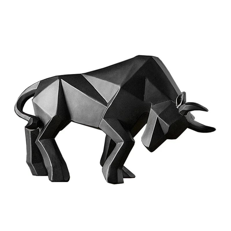 Geometric Resin Cow Statue, Animal Sculpture, Home Decoration, Lucky Cow Statue, Living Room Entrance, Office Desktop Decoration