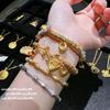 Ancient Gold Filigree Chisel Flower Hammer Pattern Lucky Bag Winding Bracelet New Chinese Style Rich Woman Bamboo Joint Gypsy Star Zircon Bracelet