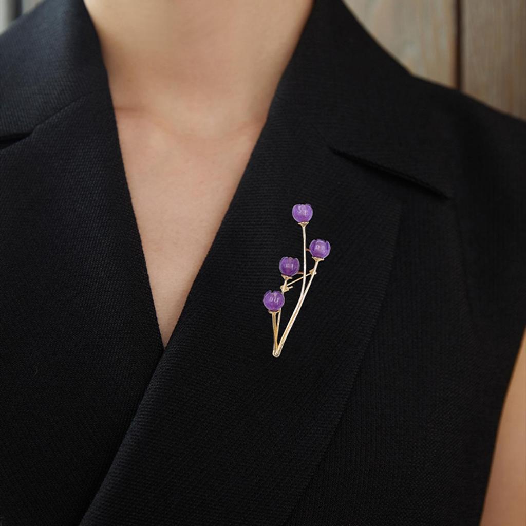 Lila Glockenblume Klassische Brosche: Künstlerisches Retro-Design für Damen
