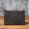 NZPJ Men's Real Leather Card Bag Vintage  First Layer Cowhide Lady's Change Purse Zipper Wallet Key Bag Driver's License Bag