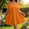 Women's Summer Off Shoulder Mini Dress Short Sleeve Flowy A-line Dress Casual Loose Beach Vacation Sundress