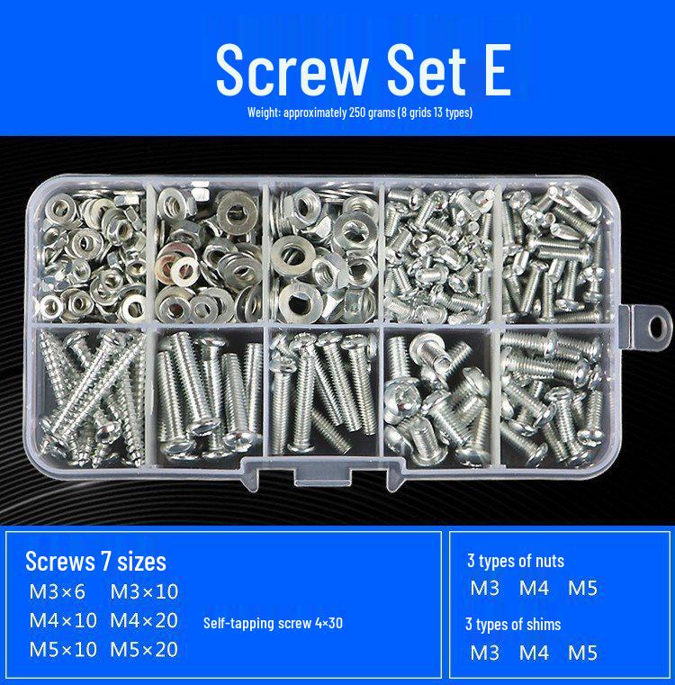 Round Head Phillips Screw Set: M2-M6 Self-Tapping with Nuts, Caps, and Washers