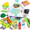 HERSITY Kids Toy Cash Register with Scanner and Microphone, Pretend Play Money Electronic Calculator Realistic Children's Supermarket Cashier Games