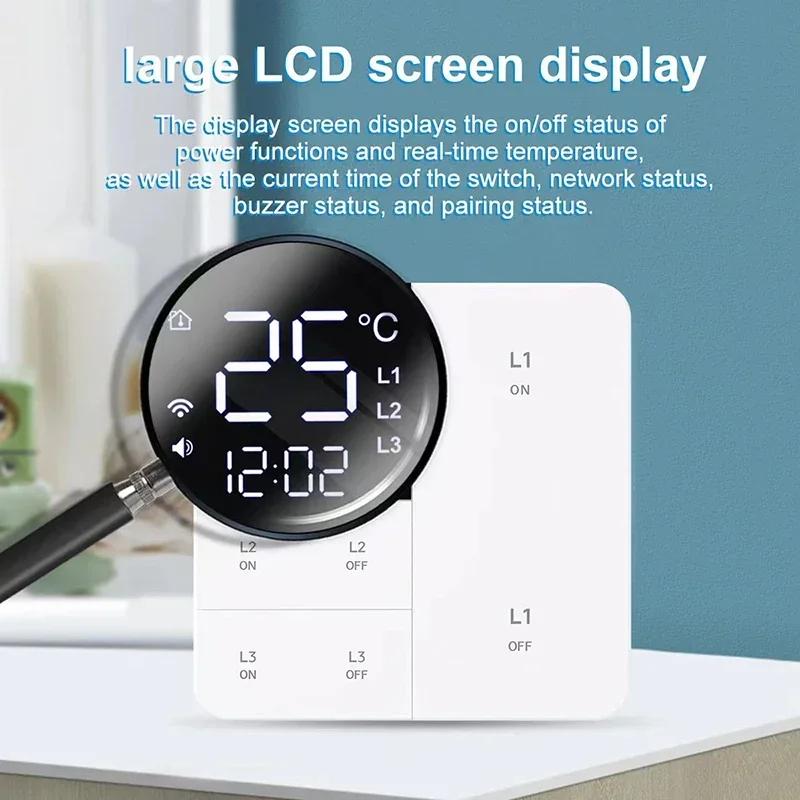 Smart Wifi Schalter mit Temperatur- und Zeitanzeigefunktion 100-250V 1/2/3fach Wandschalter mit Tasten Timing Fernbedienung
