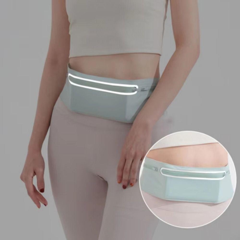 Adjustable Sports Fanny Pack Reflective Strip Mobile Phone Holder Running Waist Belt Bag  Gym
