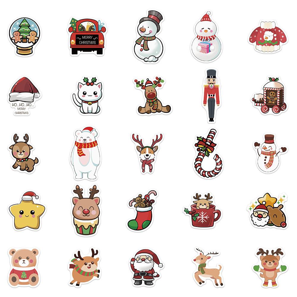 10/30/50pcs Funny Christmas Santa Claus Animal Stickers Cute Cartoon Decals DIY Laptop Water Bottle Phone Graffiti Sticker Pack