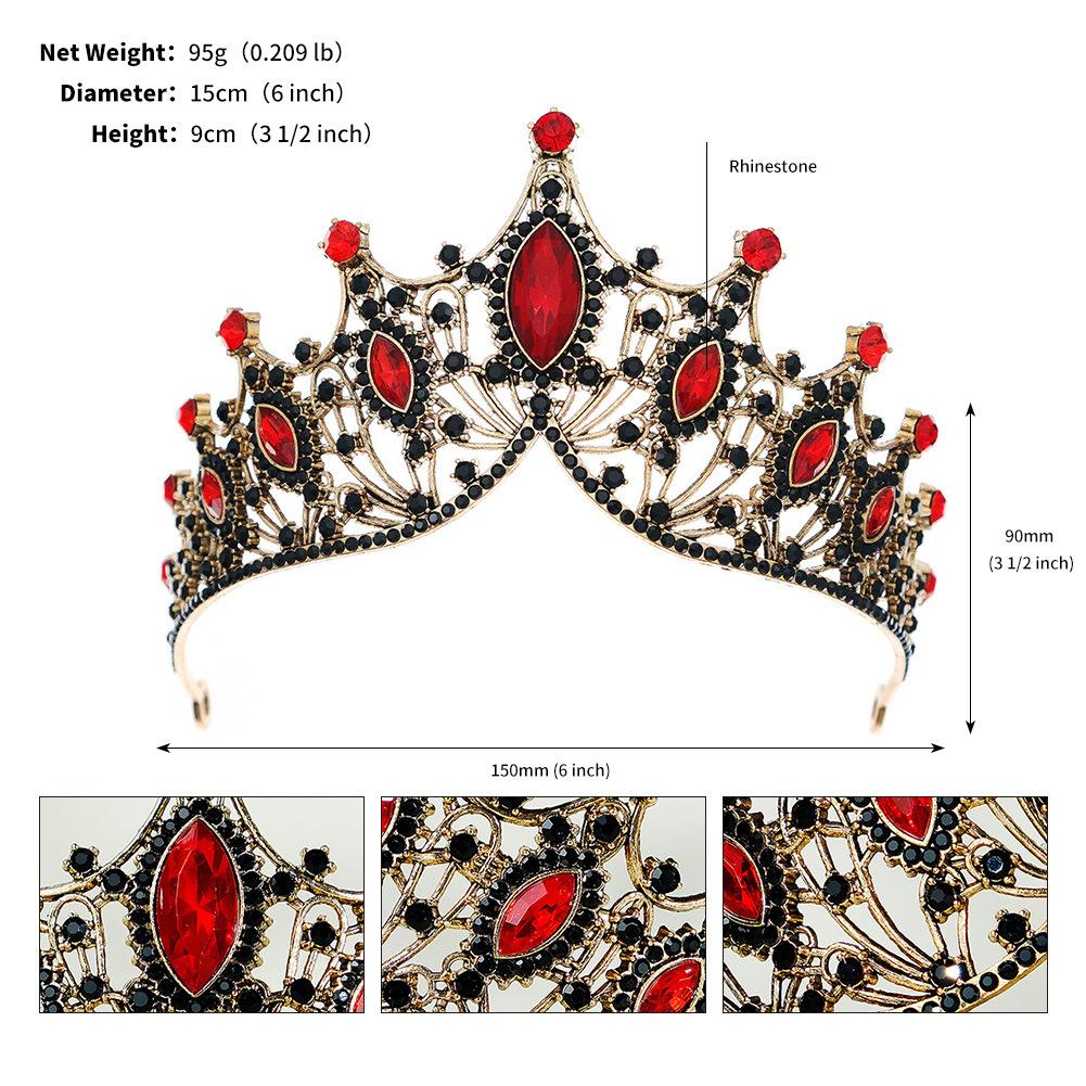European and American Wedding Headwear Baroque Retro Large Crown Prom Party Hair Accessories New Luxury Rhinestone Bridal Crown